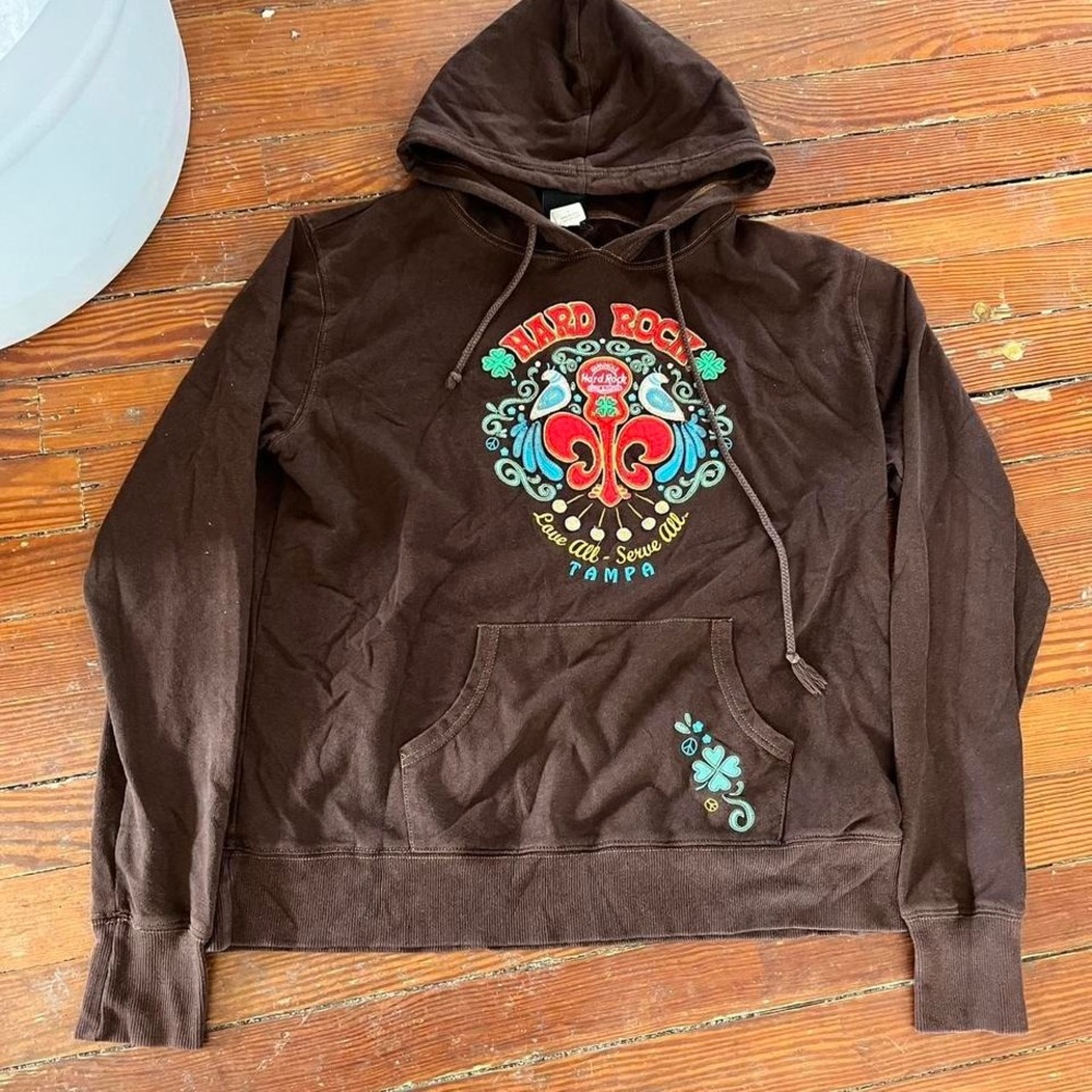 Y2K 2000s Hard Rock Cafe Embroidered Hoodie size L